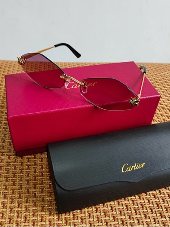 Cartier Accessories - Cartier Rimless Pink Gradient Sunglasses with Gold Temples